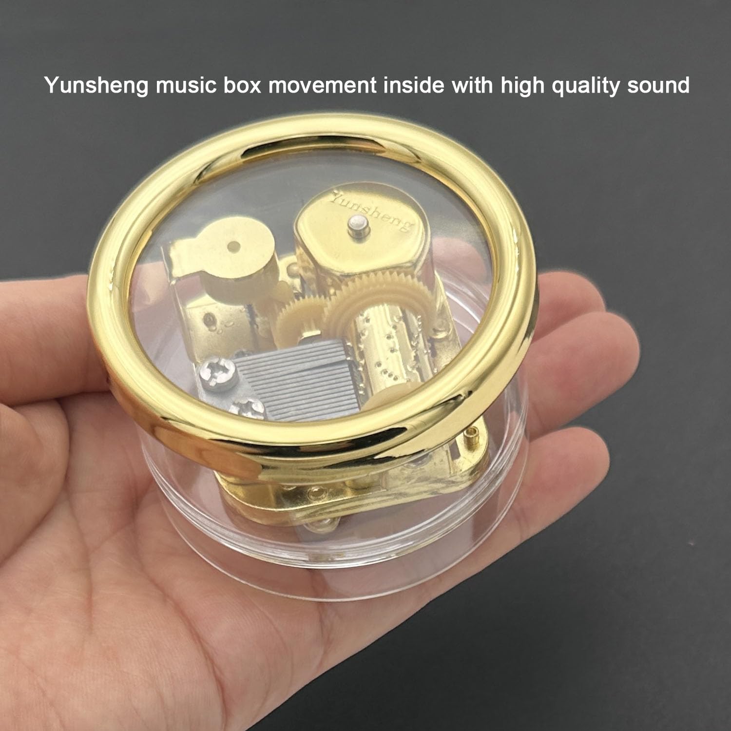 Pursuestar Edelweiss Wind Up Music Box, Round Acrylic Gold Musical Box for Mom/Dad/Daughter/Son - Unique Best Gifts for Birthday Christmas Wedding Mother's Day