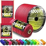 TECEUM Paracord Type III 550 Crimson - 100 ft - 4mm - Tactical Rope MIL-SPEC - Outdoor para Cord -Camping Hiking Fishing Gear and Equipment - EDC Parachute Cord - Strong Survival Rope 324 n1