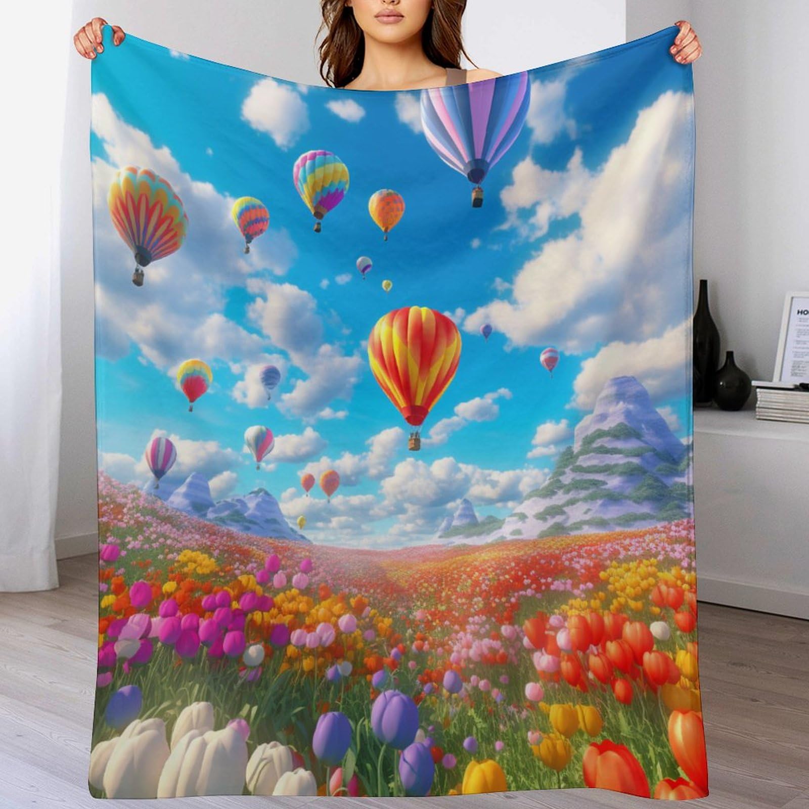 Couverture montgolfière en flannel 140x180cm toutes saisons