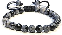 Vista 189 de Adjustable Crystal Bracelet – Gemstone Bead Bracelet with Adjustable Macrame String – Chic Gemstone Bracelet for Men and Women – 8mm Round Healing