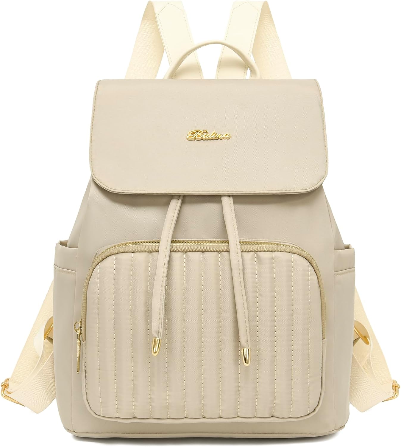 Mini Backpack Purse for Women, Small Nylon Backpacks Purse Ladies Backpacks Women Cute Mini Travel Daily College Bag (Beige)