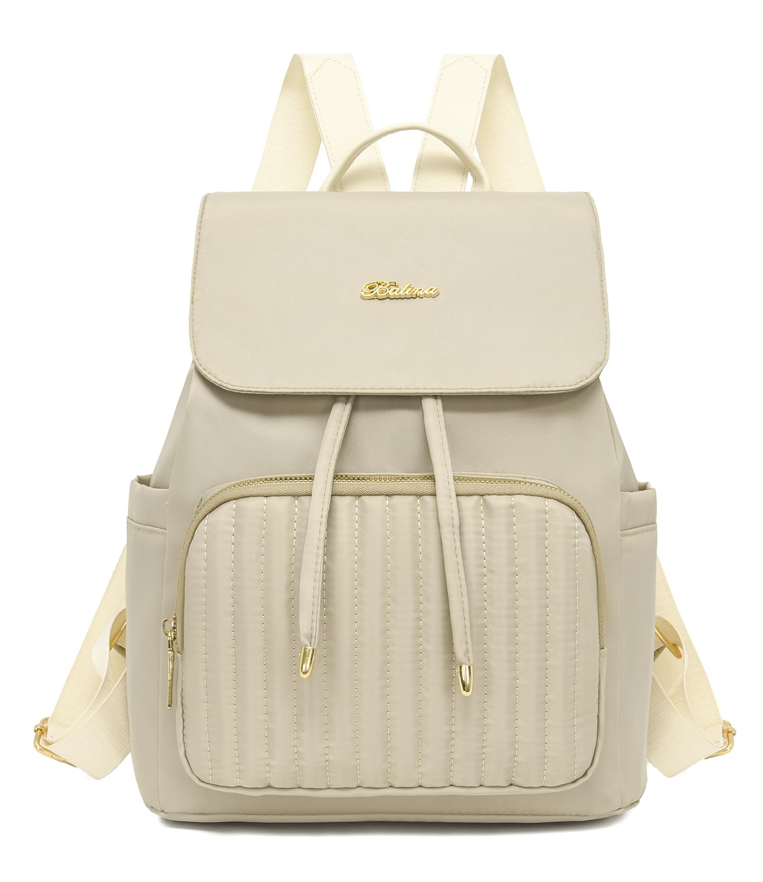 Ecohaso Mini Backpack Purse for Women, Small Nylon Backpacks Purse Ladies Backpacks Women Cute Mini Travel Daily College Bag (Beige)