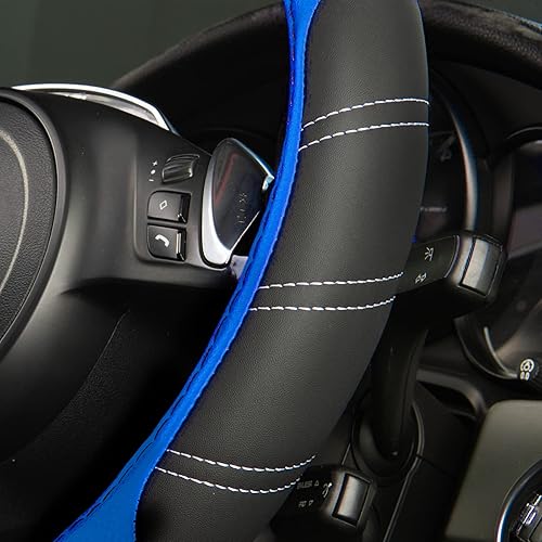 Vista 2 de CAR PASS Line Rider Microfiber Leather Sporty Steering Wheel Cover Universal Fits for 95% Truck,SUV,Cars,14.5-15inch Anti-Slip Safety Comfortable
