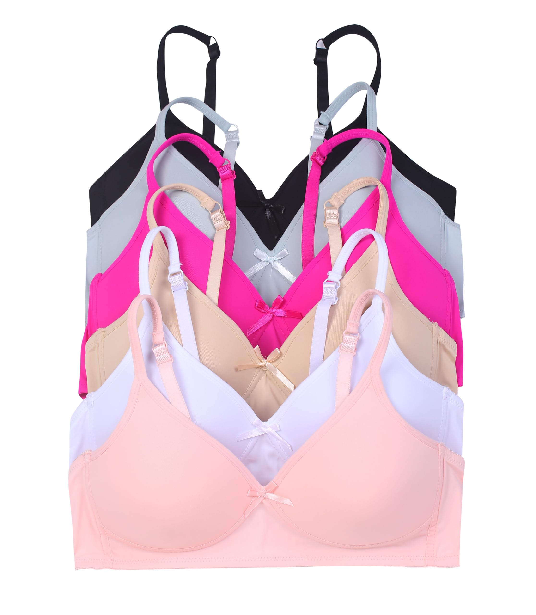 Viola's Secret 6 Pack of Color Print T-Shirt Bras B Cup C Cup and D Cup