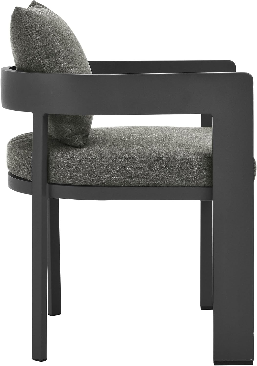 Modway Tahoe Outdoor Patio Powder-Coated Aluminum Fabric Dining Chair in Gray Charcoal - Patio Metal Dining Chair with Cushions - Accent Armchair - Dining Chair with Armrests - Modern Outdoor Seating