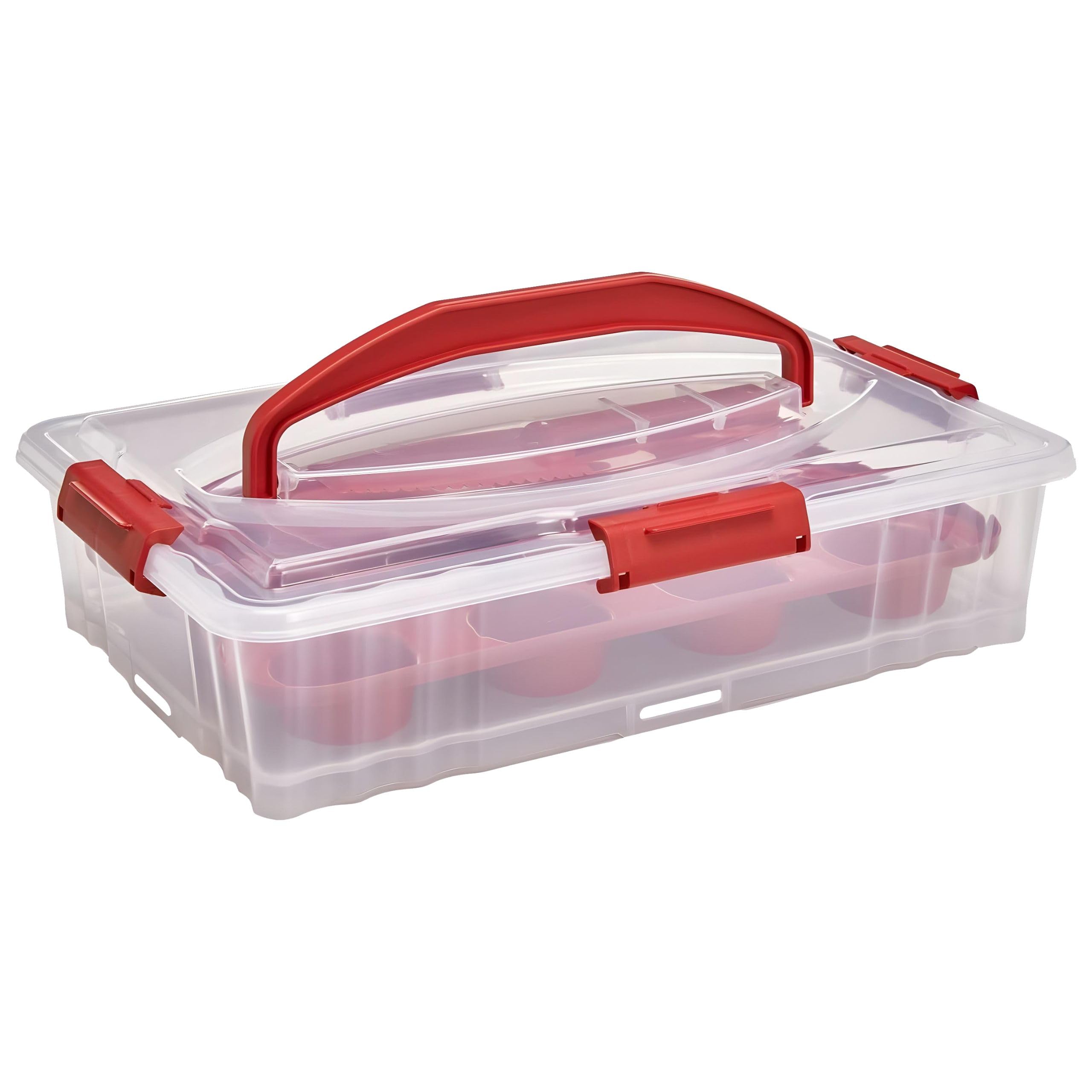 BUDDEEZ, INC 19202R Cake/Cupcake Carrier RED, Plastic