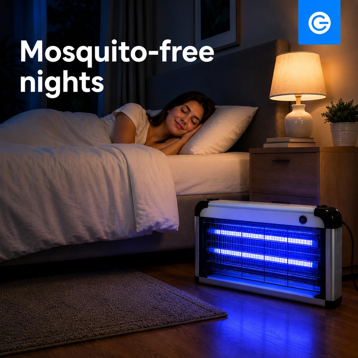 Silvergear Mosquito Lámpara Gran | Mata Insectos Eléctrico con Lámpara UV | Trampa para Mosquitos, Atrapa Moscas y Repelente de Insectos | Protege un área de 100 m² | Ligero y Portátil | 30W