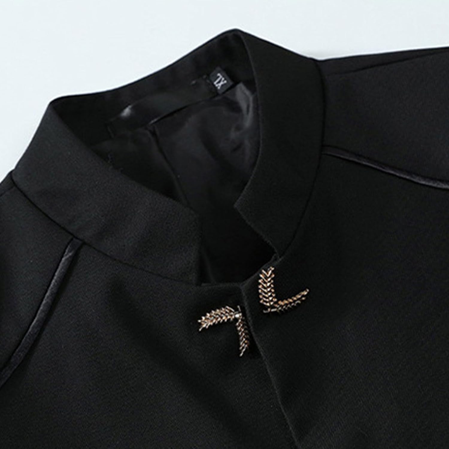 DGHM-JLMY Men's British Stand Collar Formal Dress 3 Piece Suit Single Breasted Chinese Tunic Suit Front Button Formal Uniform