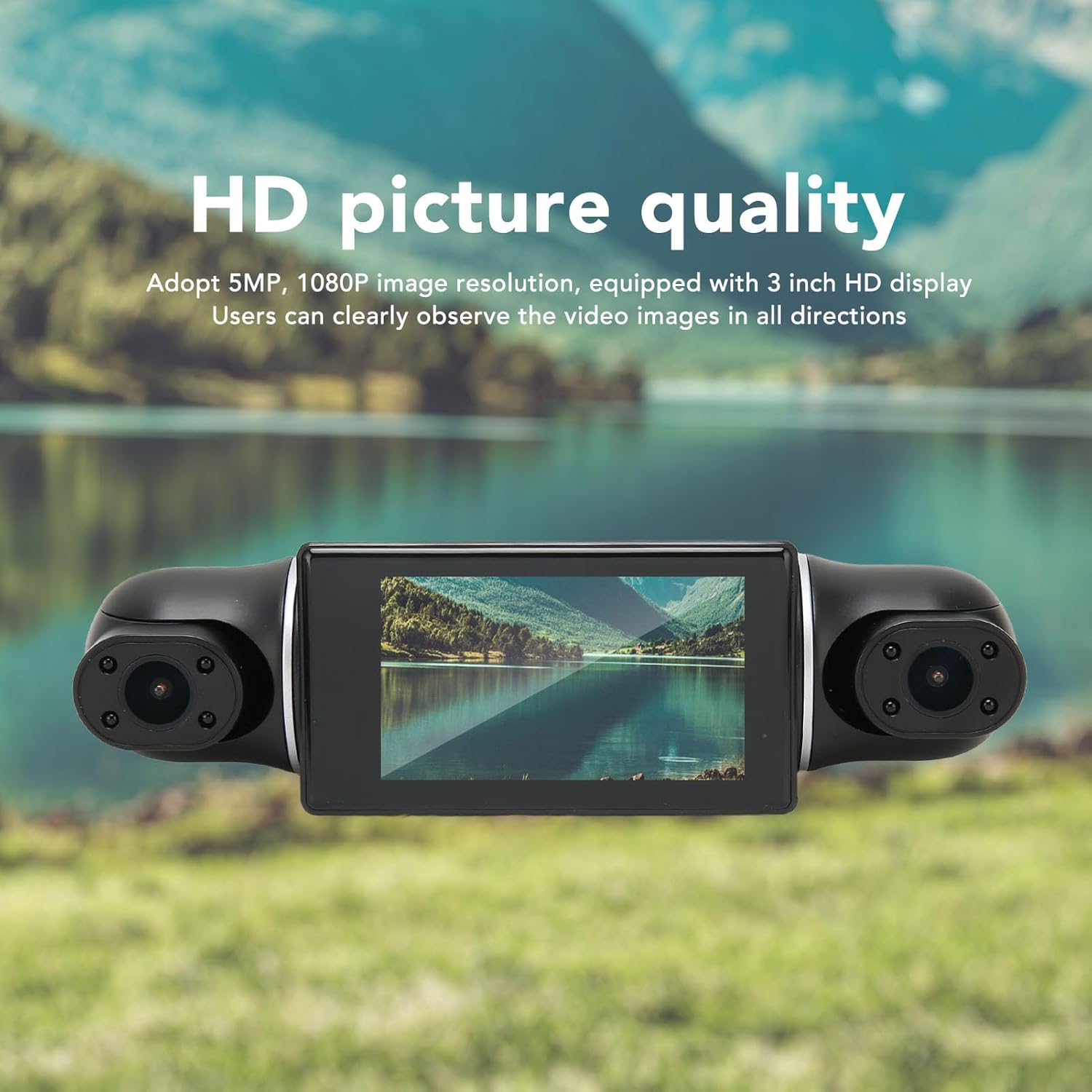 Close-up of the dash cam display showing high-definition picture quality.
