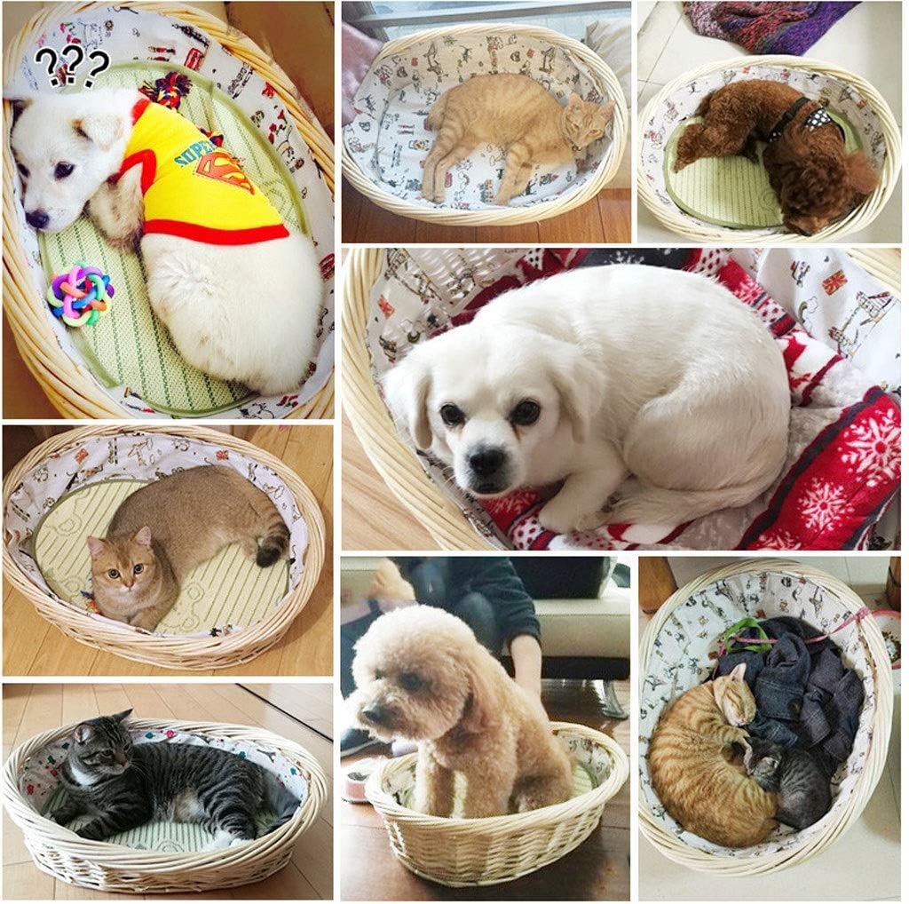 Summer Kennel Cat Nest Small Dog Straw Dog House Resistant to Natural Materials Non-toxic Environmentally Friendly Pet Nest Cool Mat Ice Pad Can Choose Pet Supplies (A Medium)