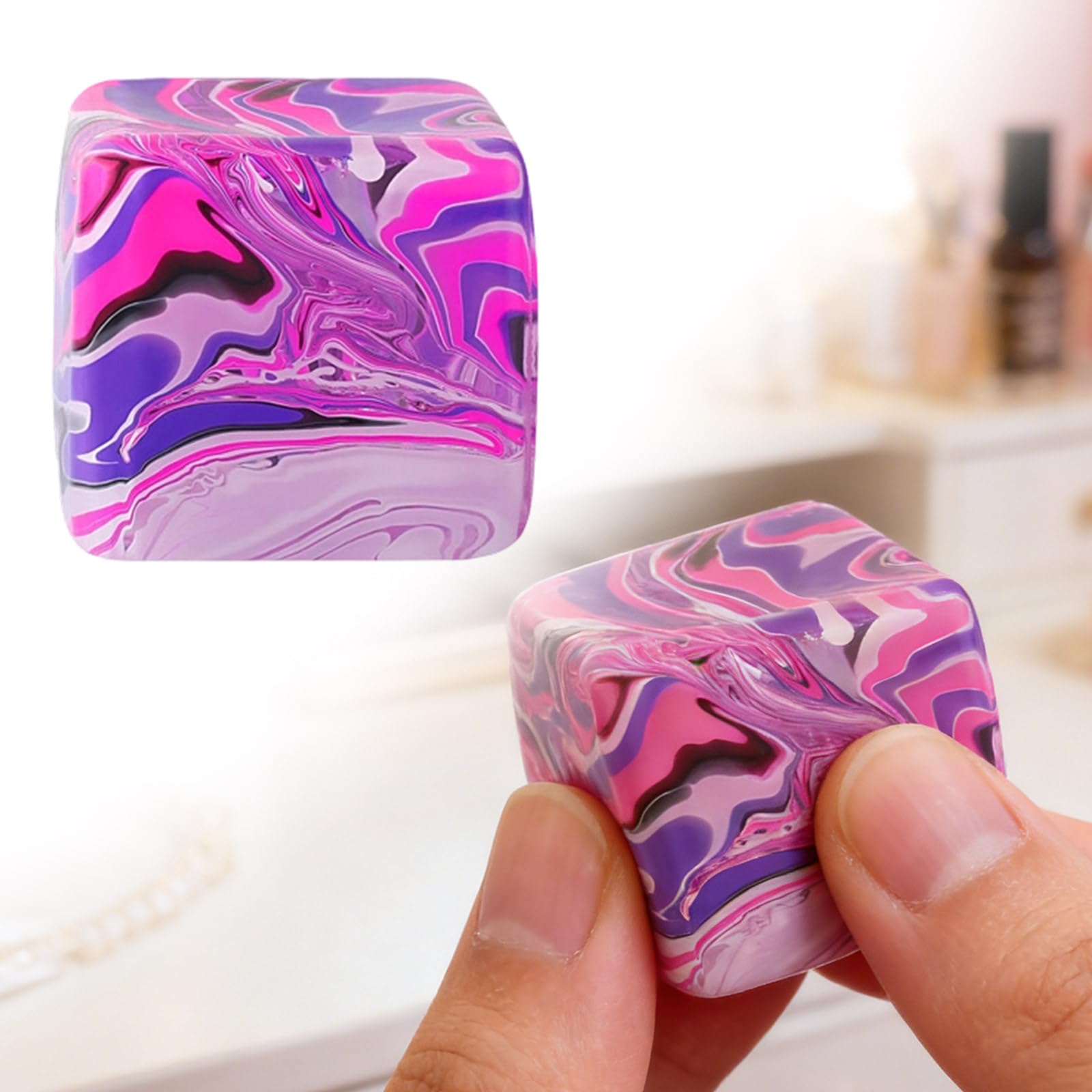 Squishy Fidget Stress Cube,Colorful Ice Cube Squishy Balls,Sensory Stress Relief Fidget Cubes With Malt Sugar Filling,Anxiety Ice Squishy Cube Sugar Balls,Gifts for Adult (D, 3x3x3cm) — image 1