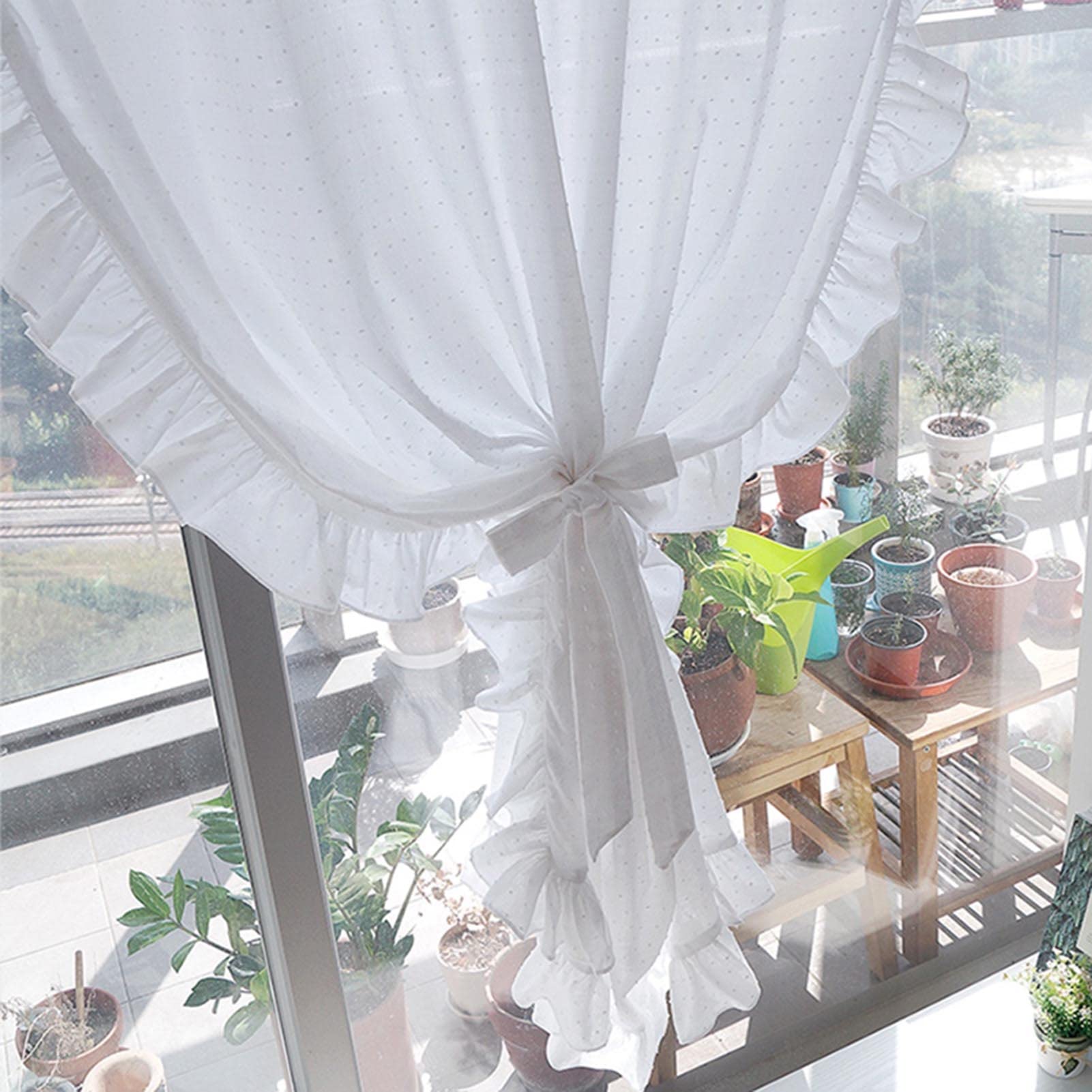 Tenda Corta Ricamata In Pizzo Bianco, Stile Bistrò, Larghezza Accorciabile, 160x90 Cm, Per Cucina E Finestre Piccole