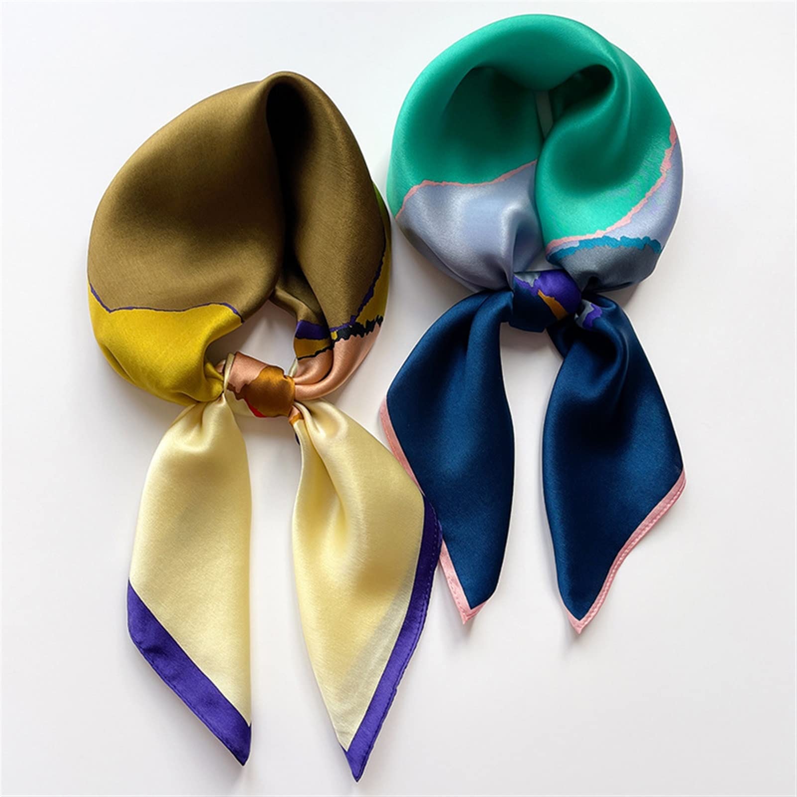 Pañuelos Mujer Natural Seda Bufanda Mujeres Primavera Impreso Real Seda Bufandas Shawl Square Bandana Foulard Neckerchief Hijab Bufandas de Moda (Color : 2, Size : 70x70cm)
