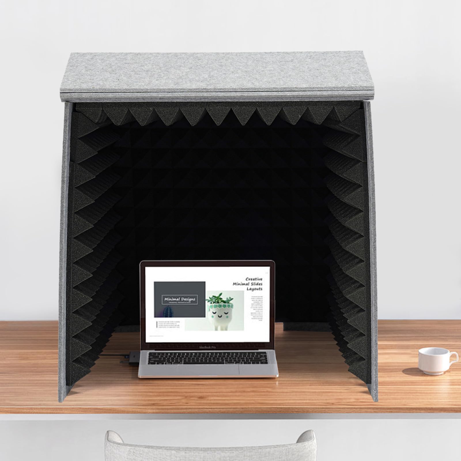 Vocal Booth Cabina Insonorizada Portátil Absorción de Sonido Cabina de Canto Insonorizada 60 x 60 x 60 cm, 50 mm Algodón Insonorizado, Plegable para Estudio, Canto, Podcast Home Office (Gris, Negro)