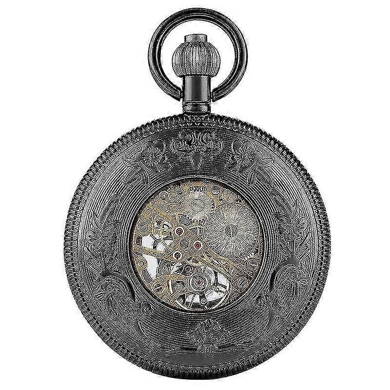 Vinta - Orologio da tasca meccanico da uomo, stile punk, con numeri romani