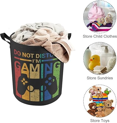 Miniatura 5 de Cesta de lavandería divertida con diseño retro para gamer bolsa de almacenamiento de ropa sucia plegable e impermeable organizador de juguetes para