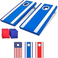 GoSports 4x2 ft All-Weather Cornhole Boards Set - American Flag, Red or Blue - Includes 8 Regulation Bean Bags & Rules for Tailgates & Parties