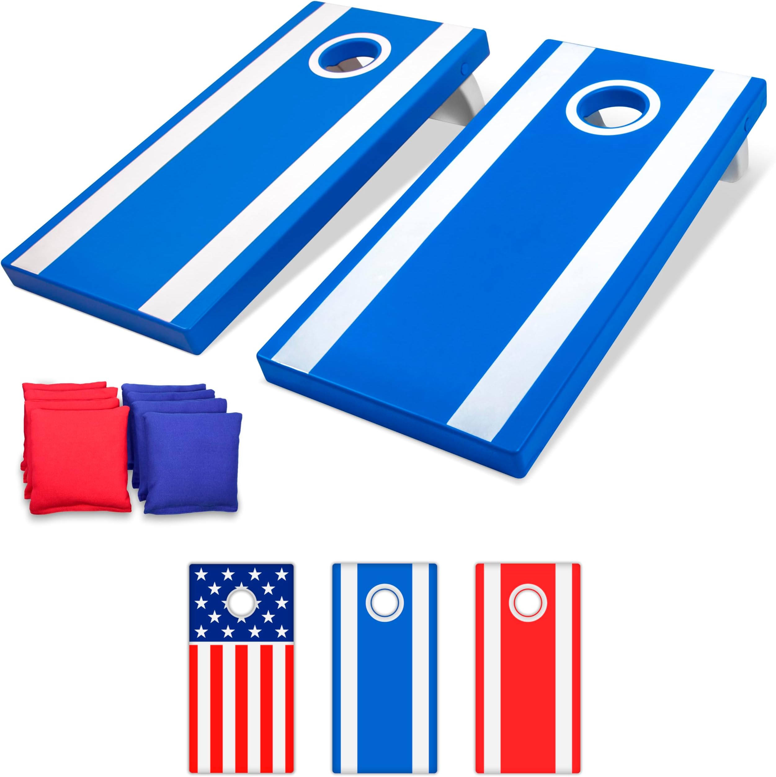 GoSports 4'x2' All Weather Game Set - Includes 8 Bean Bags & Game Rules (Choose Between American Flag, Red, and Blue Designs)