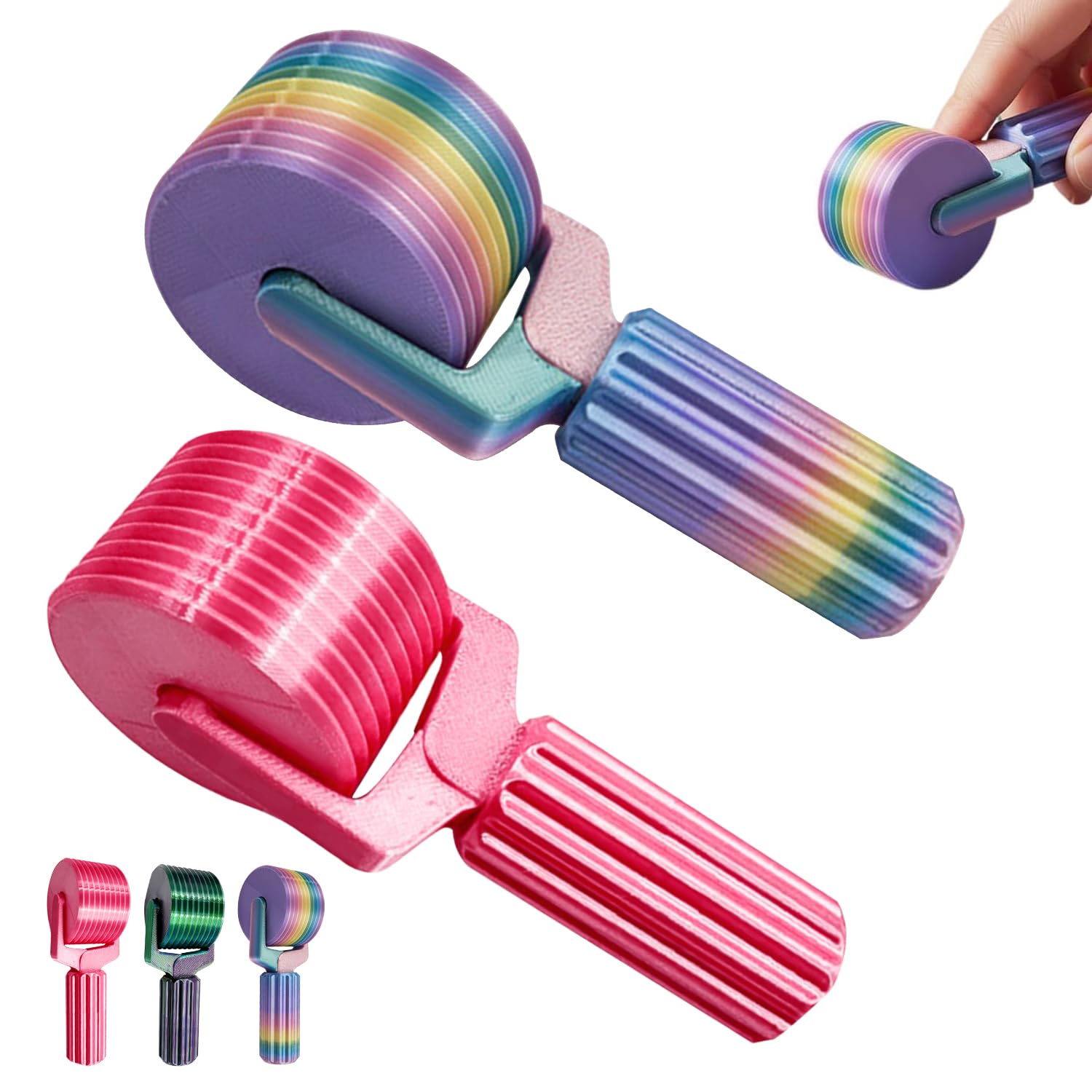 Diamond Art Roller - Diamond Painting Tools,Essential DIY Craft Tool for Rhinestone Embroidery,Easy-Grip Hand Roller, Detachable Diamond Painting Tools and Accessories (Rainbow+Pink)