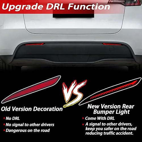 Miniatura 9 de BINQIGOO Luces reflectoras LED de parachoques trasero para Tesla modelo Y 2021-2023 funciona como luz de freno DRL con señal de giro secuencial