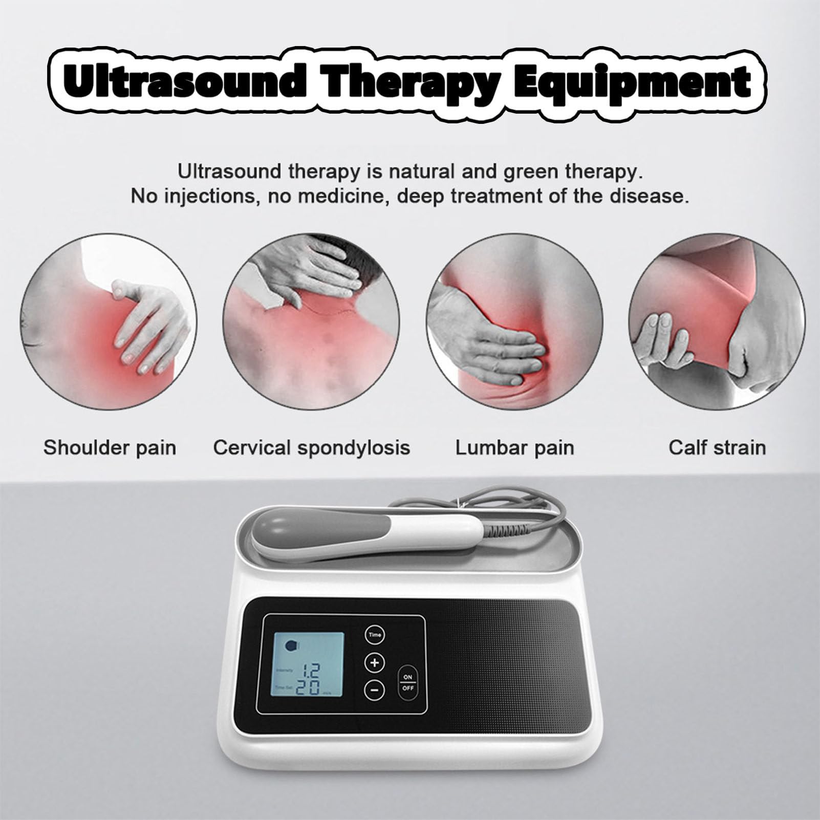 Máquina de Terapia ultrasónica para aliviar el Dolor, Equipo de Fisioterapia portátil de Uso doméstico con Control táctil para Rodillas, Hombros, Zona Lumbar, Brazos y Cuello, Temporizador