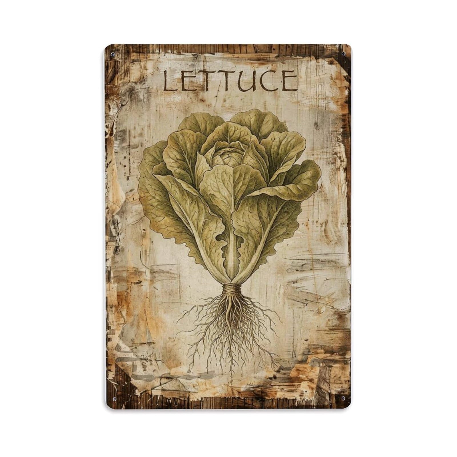 Fqnyr Style Lettuce Leafy Vegetable Metal Tin Sign Plaque Wall Decor For Cafe, Club Bar, Office, Home Garden Metal Poster 8X12inch