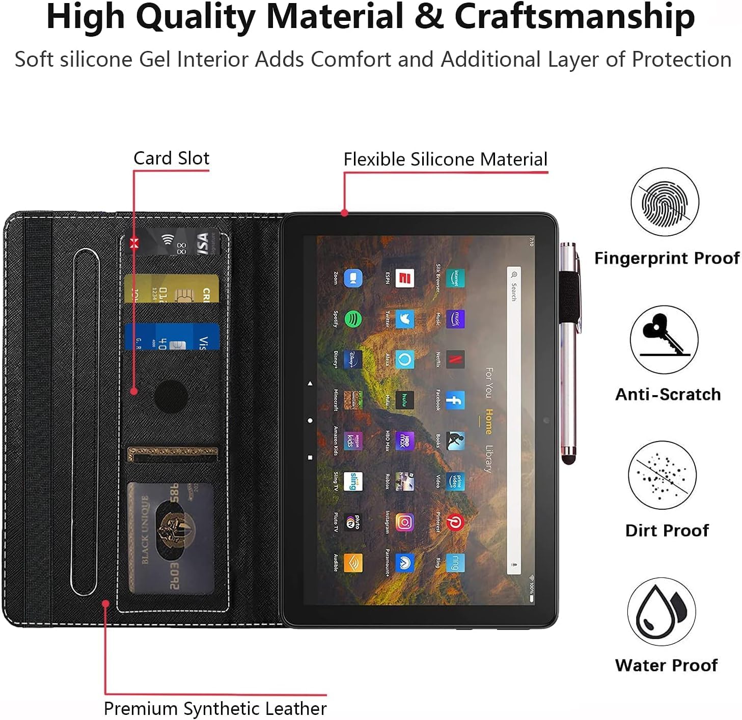 Case for Amazon Kindle Fire HD 10 & 10 Plus Tablet 10.1" (13th/11th Generation, 2023/2021 Release) - Premium PU Leather Cover with Auto Sleep Wake - Brown Cow Print