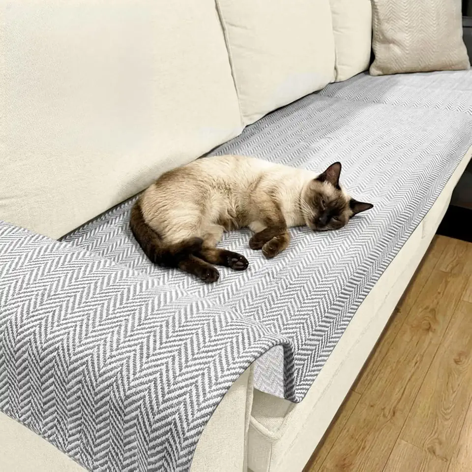 IMPERIAL SUPORTES Capa Protetora de Sofá Proteção de Pets I 100% Algodão Lavável em Máquina I Tamanho 2,50m x 0,65m (Zig Zag Cinza)