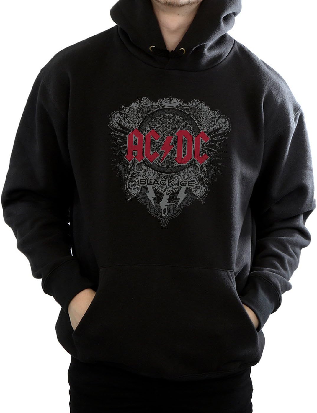 AC/DC Men's Black Ice With Red Hoodie XX-Large Black
