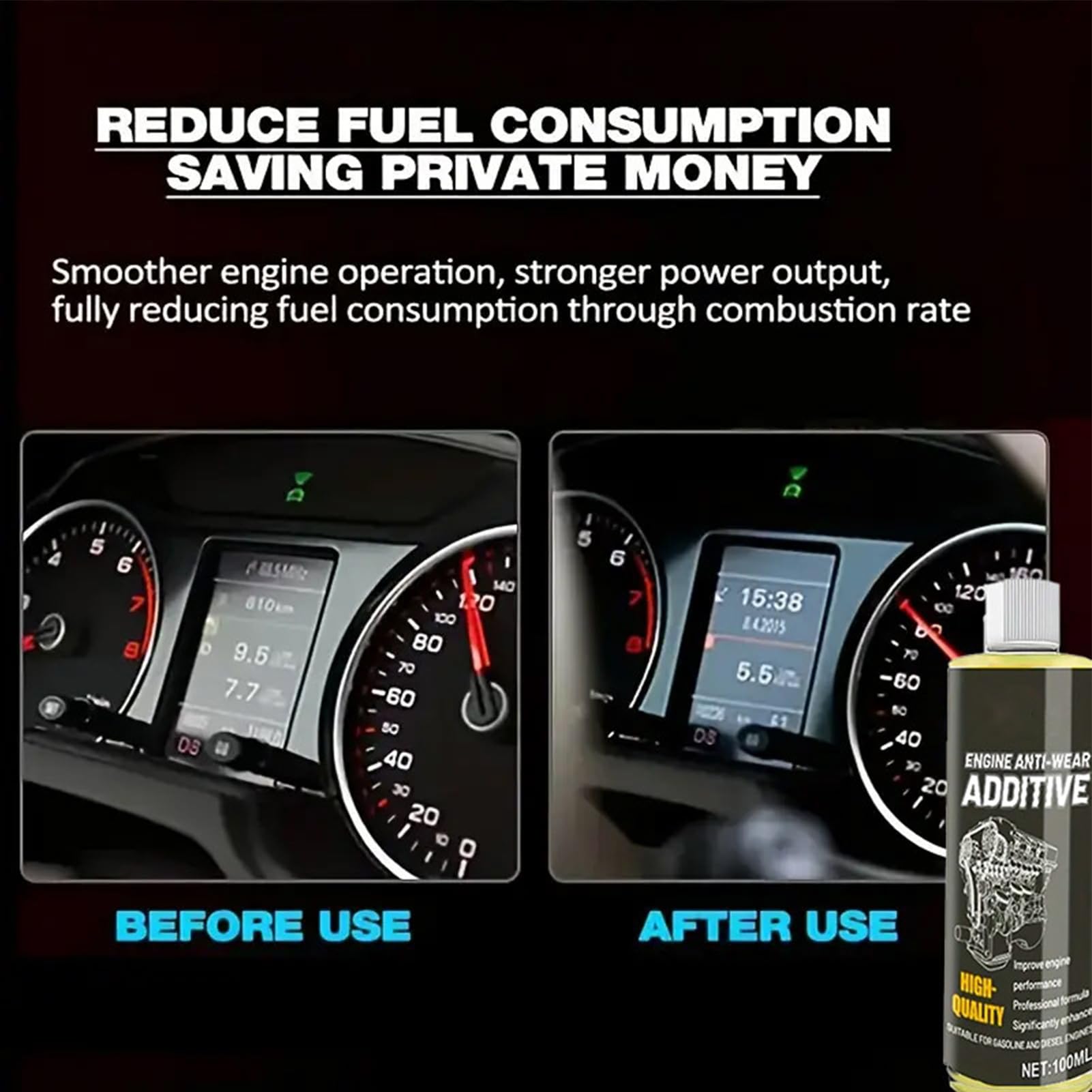 Generico Aditivo para de Motor y Coche, 100 ml, Alta eficiencia, antidesgaste, Protector, aditivos para líquidos de Motor y, para Reducir el Ruido por vibración y fricción