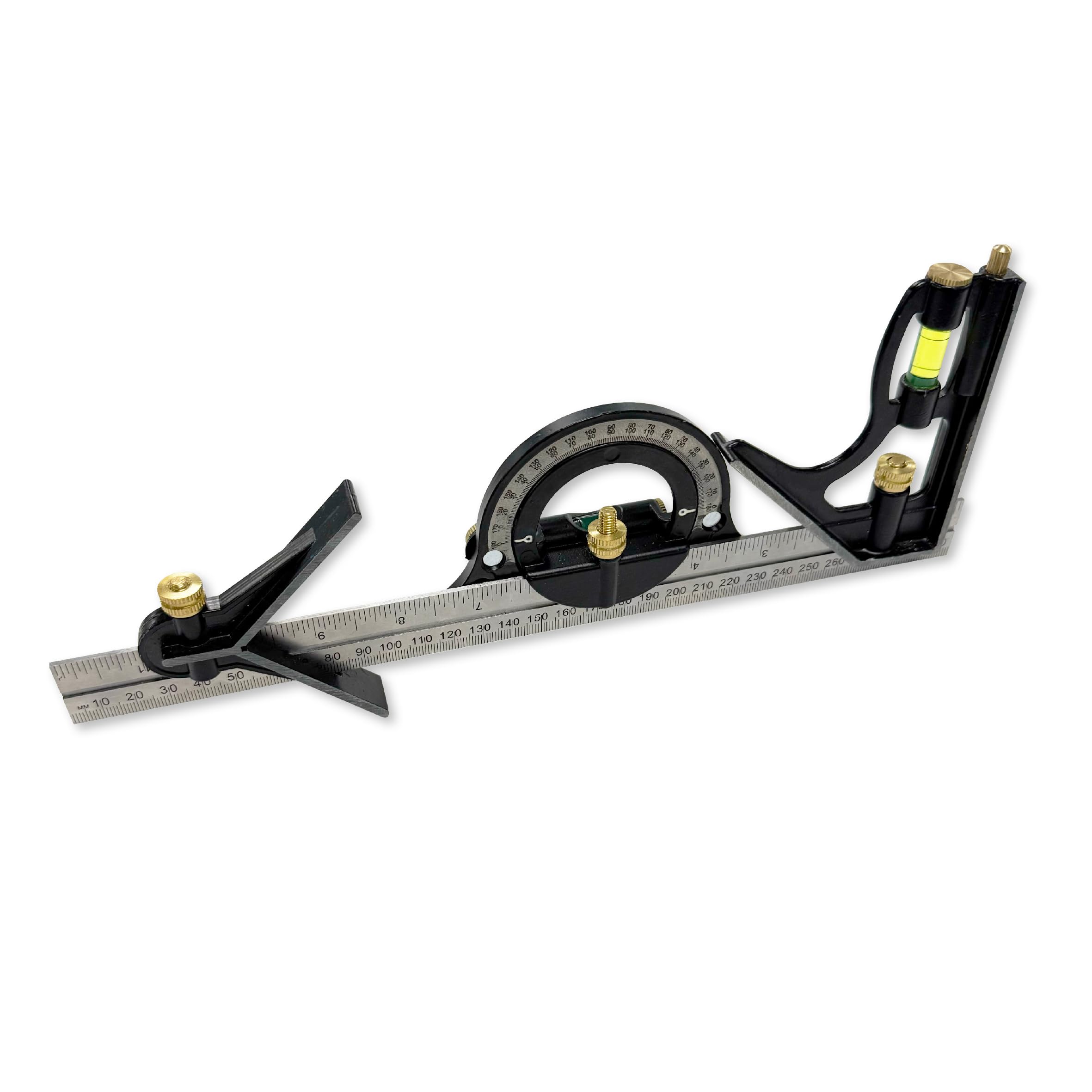 Eclipse Professional Tools ECUK-50-460R - Juego de combinación de regla, trazador, niveles de burbuja, transportador, cabezales cuadrados y centrales, graduaciones métricas e imperiales, marcado y
