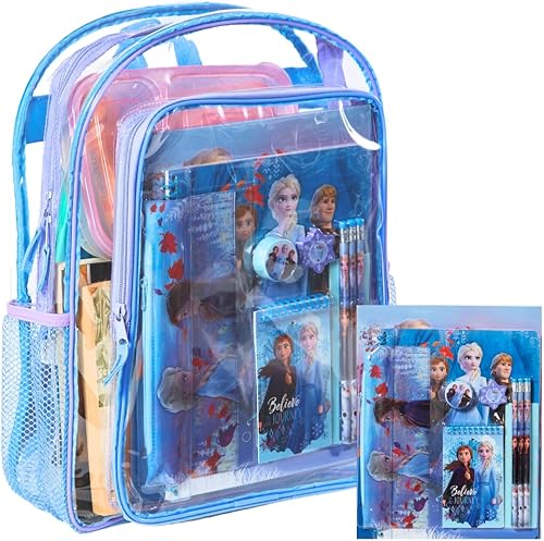 RALME Juego de suministros escolares con mochila transparente grande para niños, bolsa transparente aprobada por estadios de 16 pulgadas, Multi,