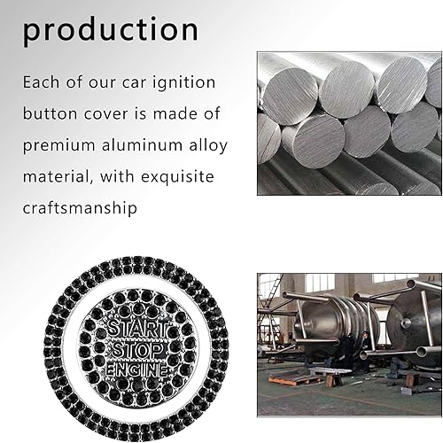 Miniatura 10 de Cubierta de botón de arranque para automóvil compatible con Audi, cubierta de aluminio para botón de arranque del motor con anillo de metal para