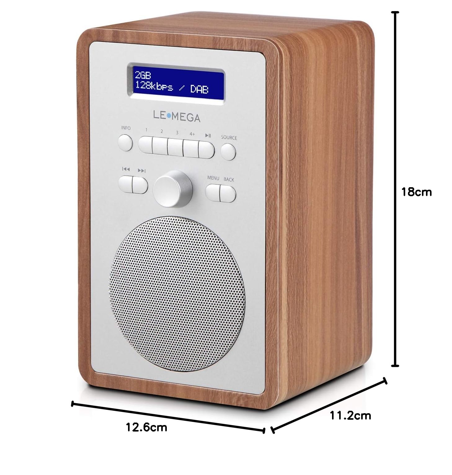LEMEGA CR2+ DAB/DAB+ Digitalradio,UKW-Digitalradio,DAB-Radio Netzbetrieben,Doppelter Wecker,Küchen-Schlaf-Snooze-Timer,20 voreingestellte Sender,Kopfhörerausgang,Holzeffekt (Walnuss)