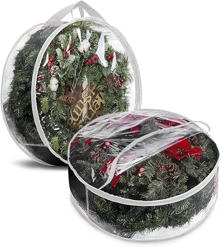 ProPik Christmas Wreath Storage Bag 30" - 2 Pack Clear