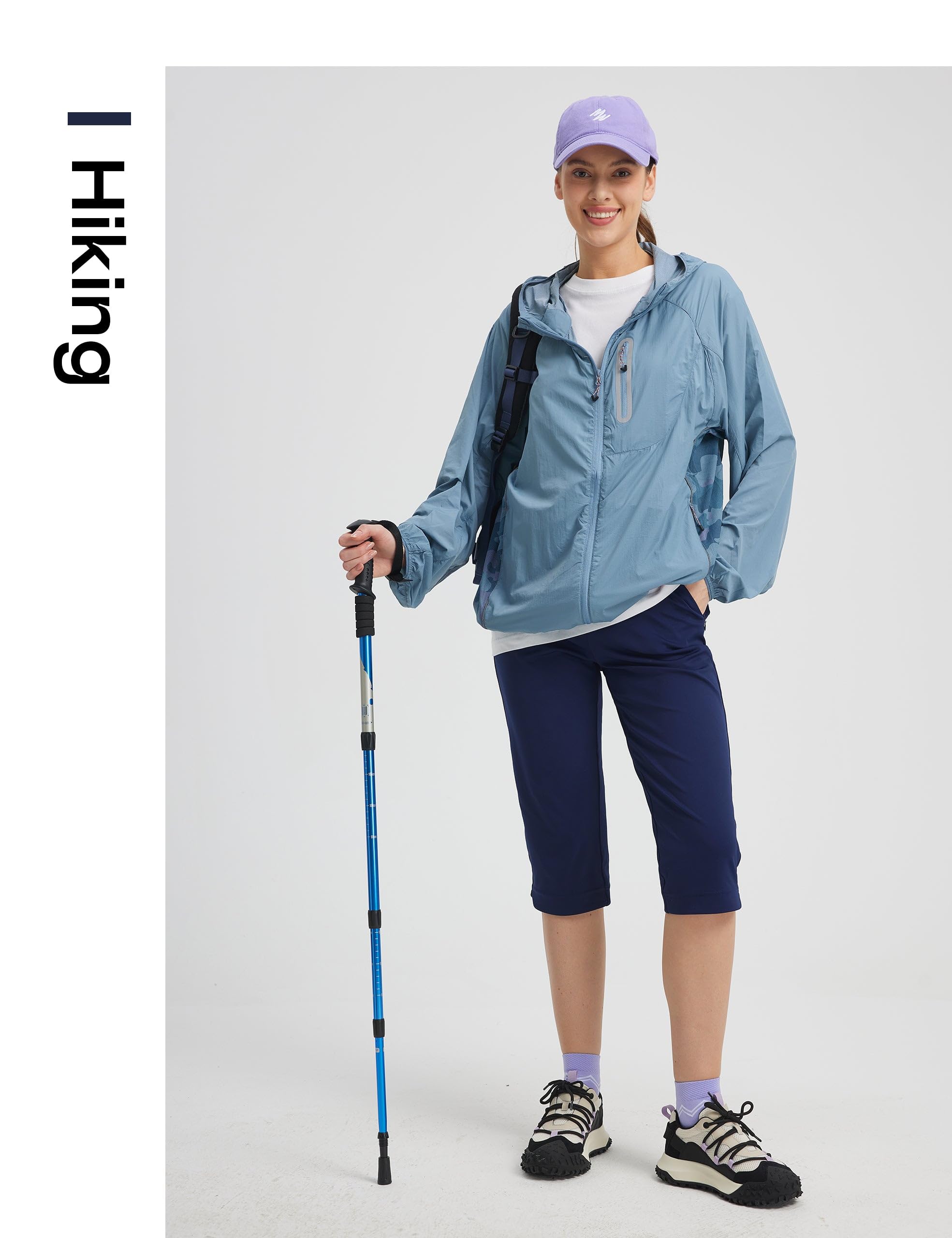 FitsT4 Sports Pantaloni da golf Capris da donna, 45,7 cm, eleganti, casual, elasticizzati, con tasche