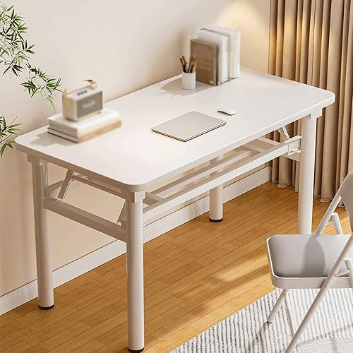 Computer/Office/Gaming/Writing/Work/Folding Desk,Small Foldable Desk，Easy Assembly,for Small Space, Study Writing Table,Bedroom,Executive(Warm White,80 * 50cm(31 * 20in))