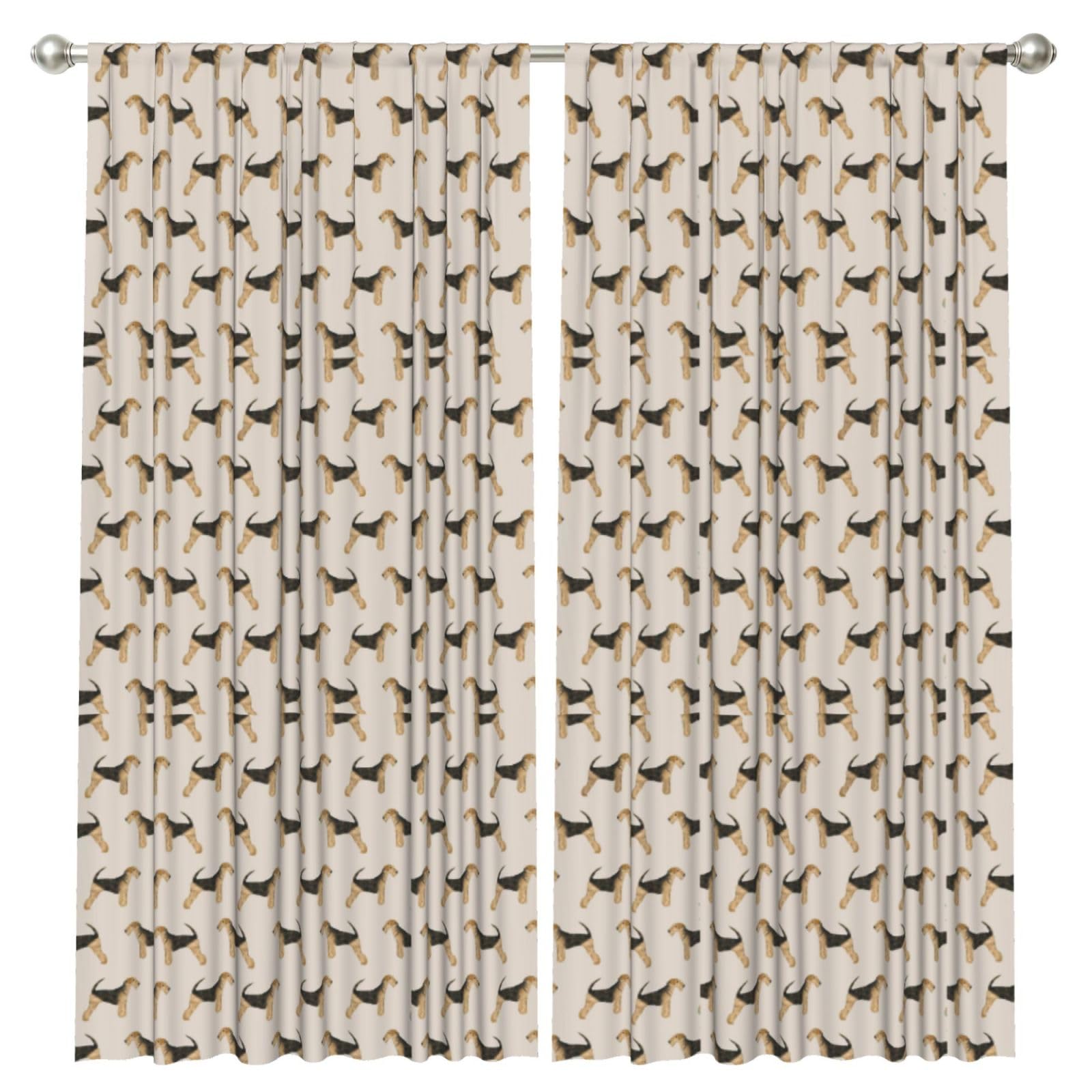 InOmak Airedale Terrier Dog, 2 Panels Window Curtains 52 x 84 Inch Blackout Curtains for Living Room Bedroom