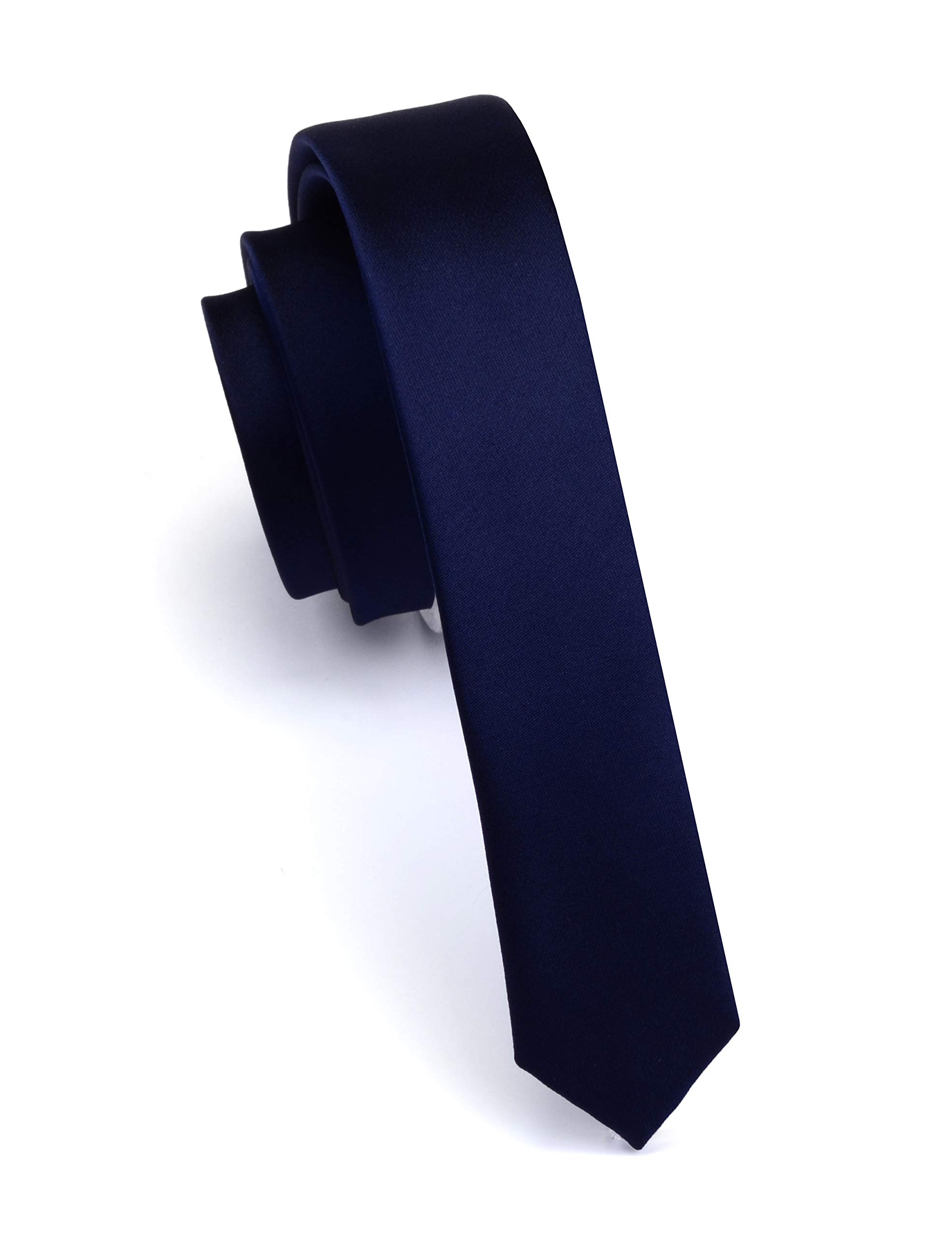 Gusleson Navy Blue Skinny Tie Formal Ties For Men Solid Slim Neckties Boys Gifts (UK0803-03)