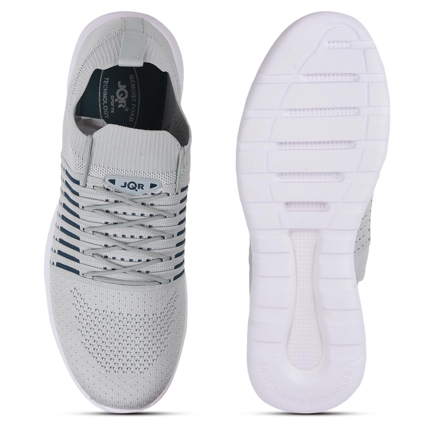 JQR MOJ 402 - Zapatos deportivos para hombre, para correr, caminar, ir al gimnasio, entrenamiento, elegantes, transpirables, ligeros, cómodos, L.GRY/C.GRN, 6 UK