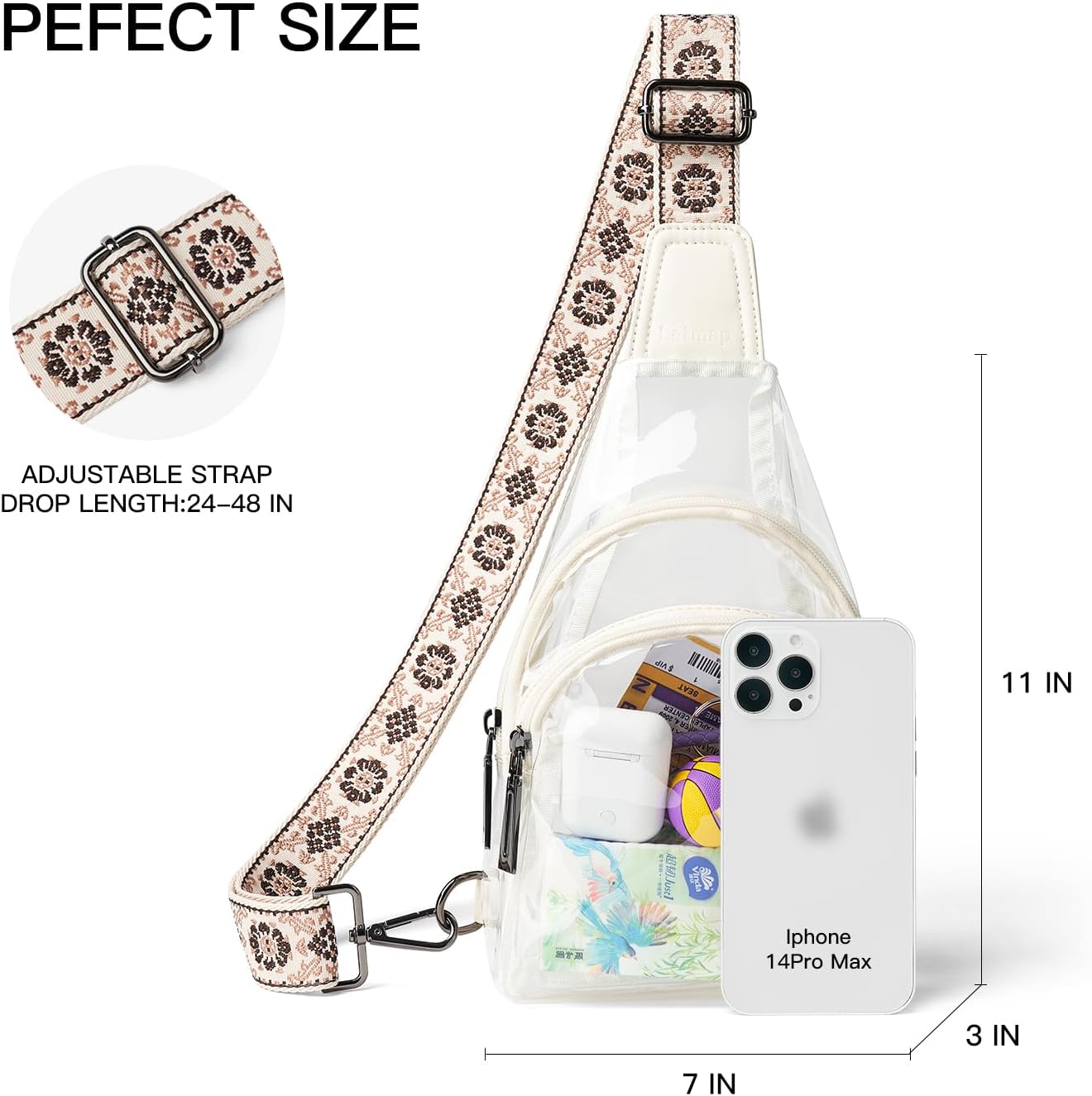 Clear bags Stadium Approved Crossbody Sling Bag Fanny Pack Backpack Purses for Women Men Belt bag for stadium events - Image 3