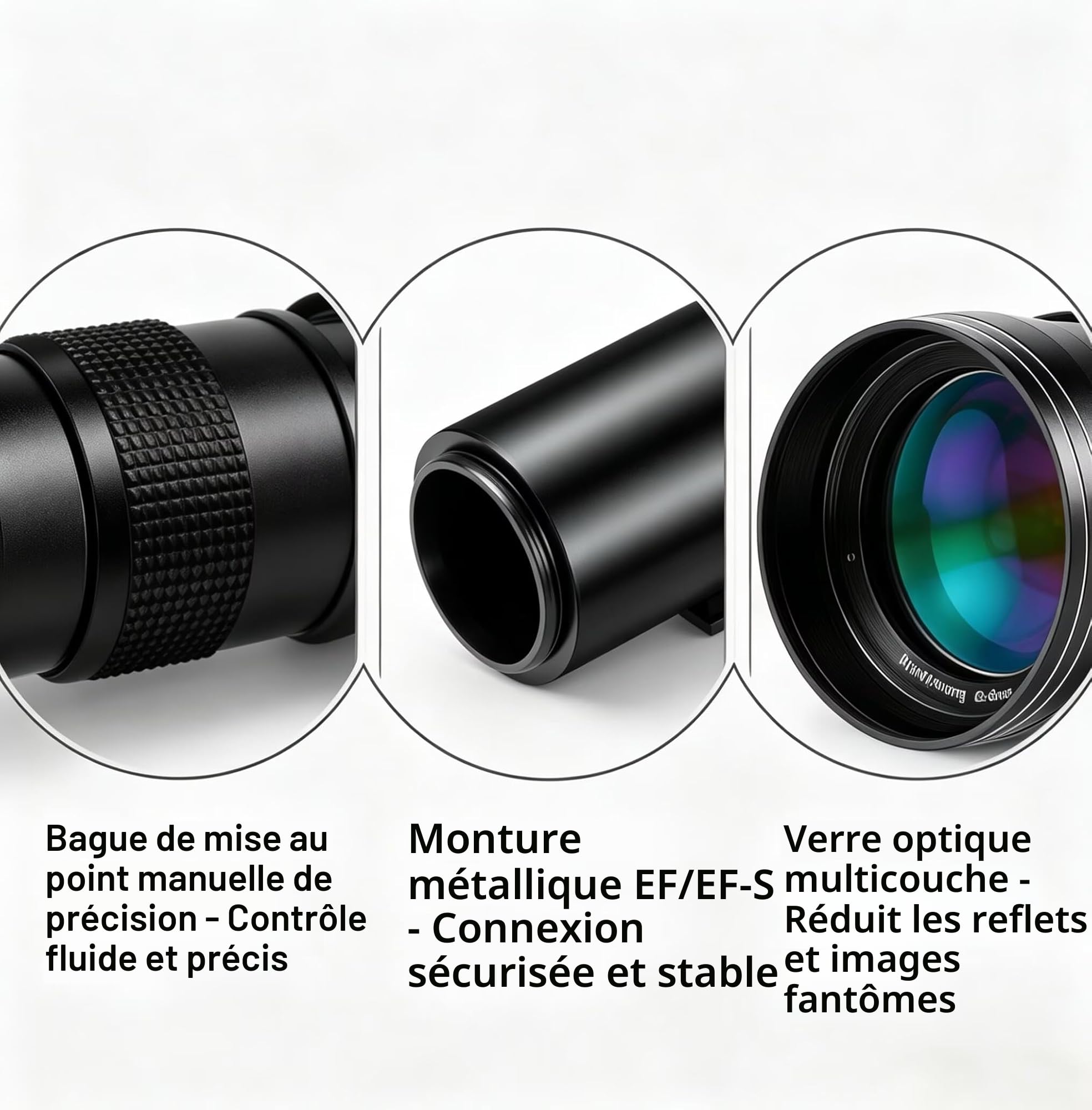 JINTU Téléobjectif 420-800mm EF Objectif Zoom Manuel pour Canon SLR Nikon