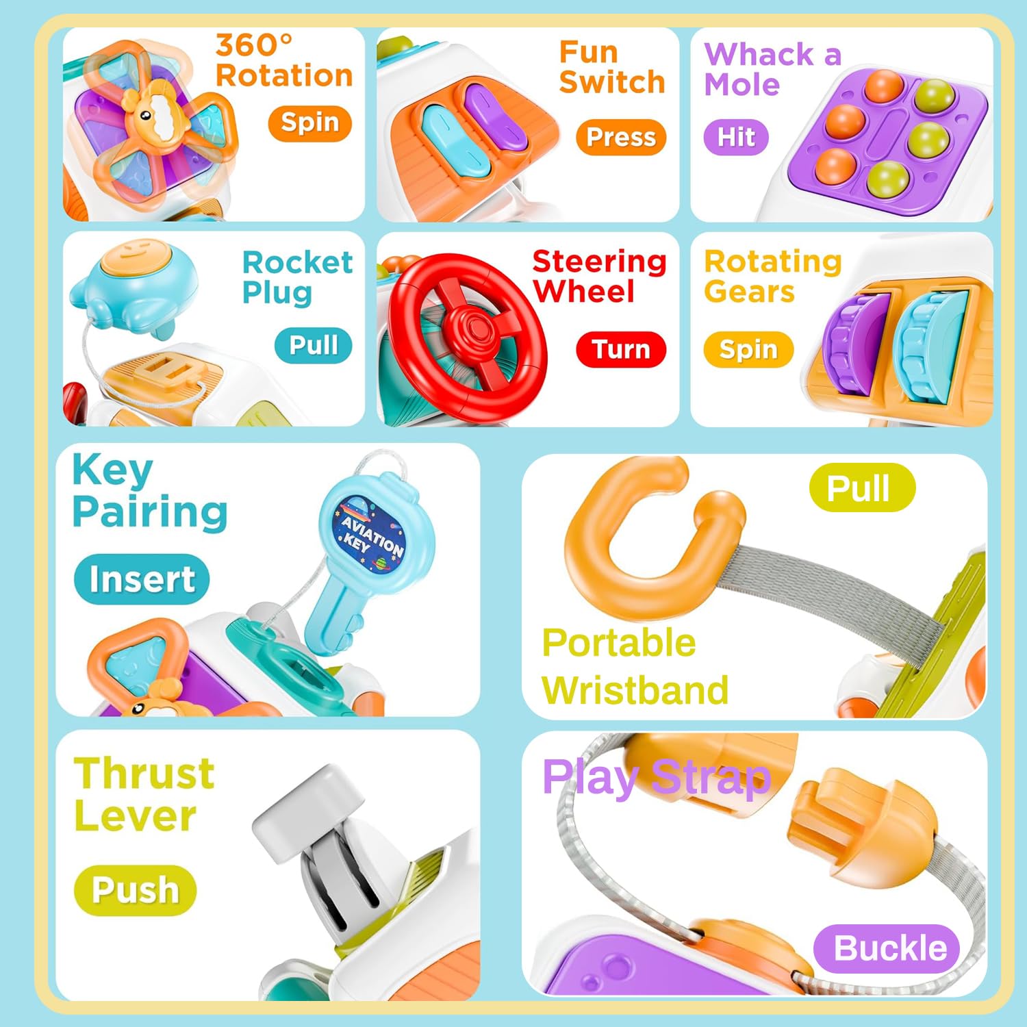 Cubo ocupado para niños pequeños de 2 a 3 años, actividades sensoriales Montessori, tablero de actividades ocupadas, regalos para bebés, niños y niñas, juguetes de viaje, aprendizaje educativo 2