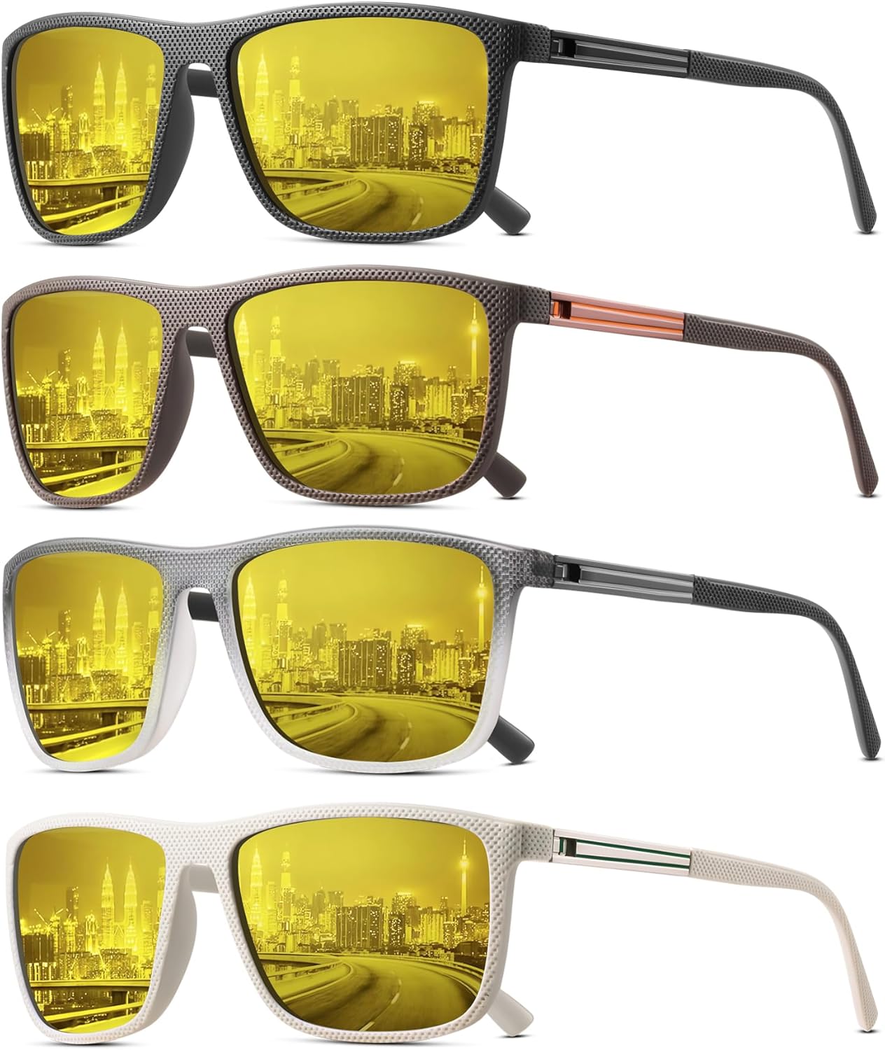 Night Vision Driving Polarized Glasses for Men HD Yellow Lens Night Anti Glare Goggles Lightweight Eyeglasses Frame