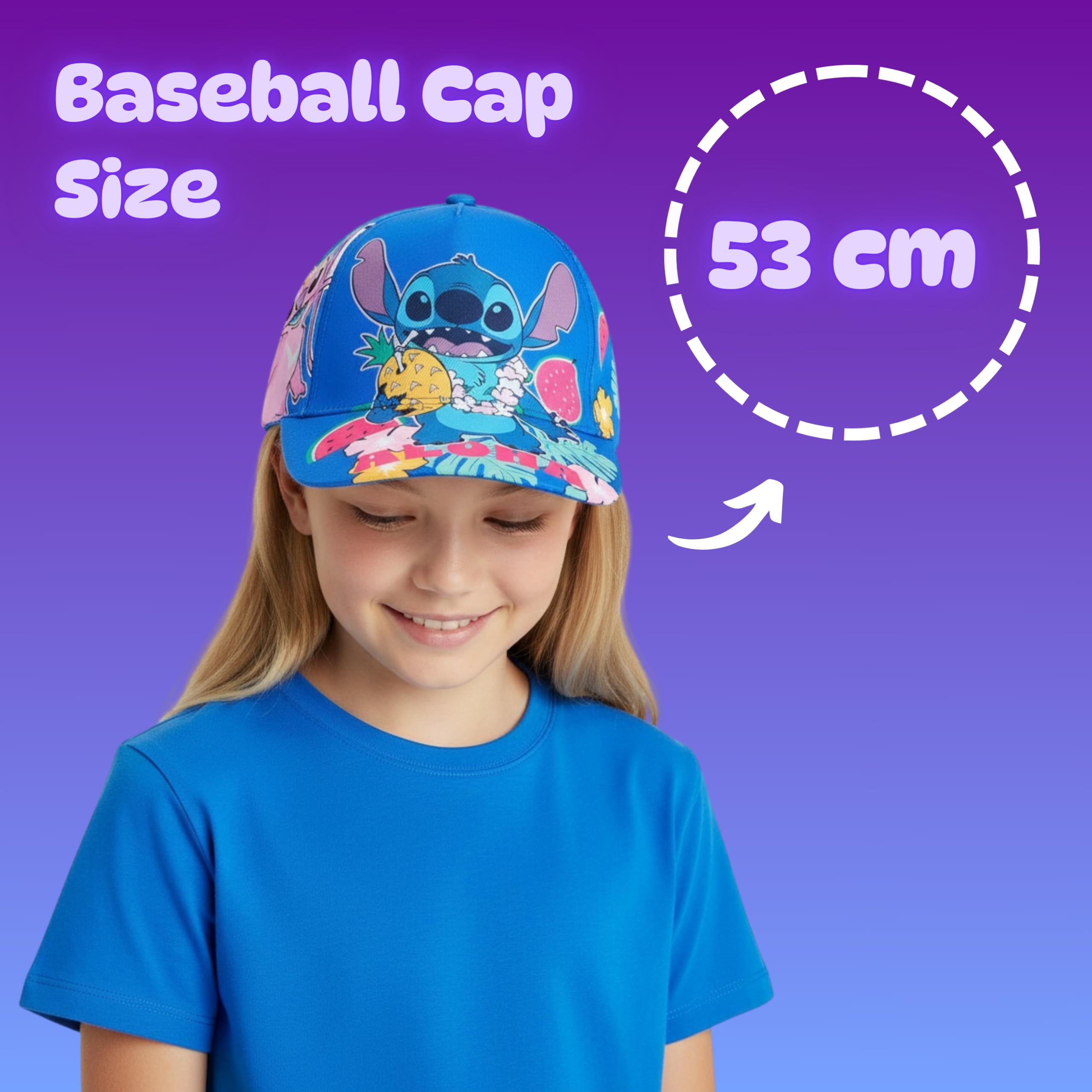 Disney Stitch y Angel Gorro para Niñas, Gorra de Beisbol de Verano Diseño Aloha, Regalo para Niñas