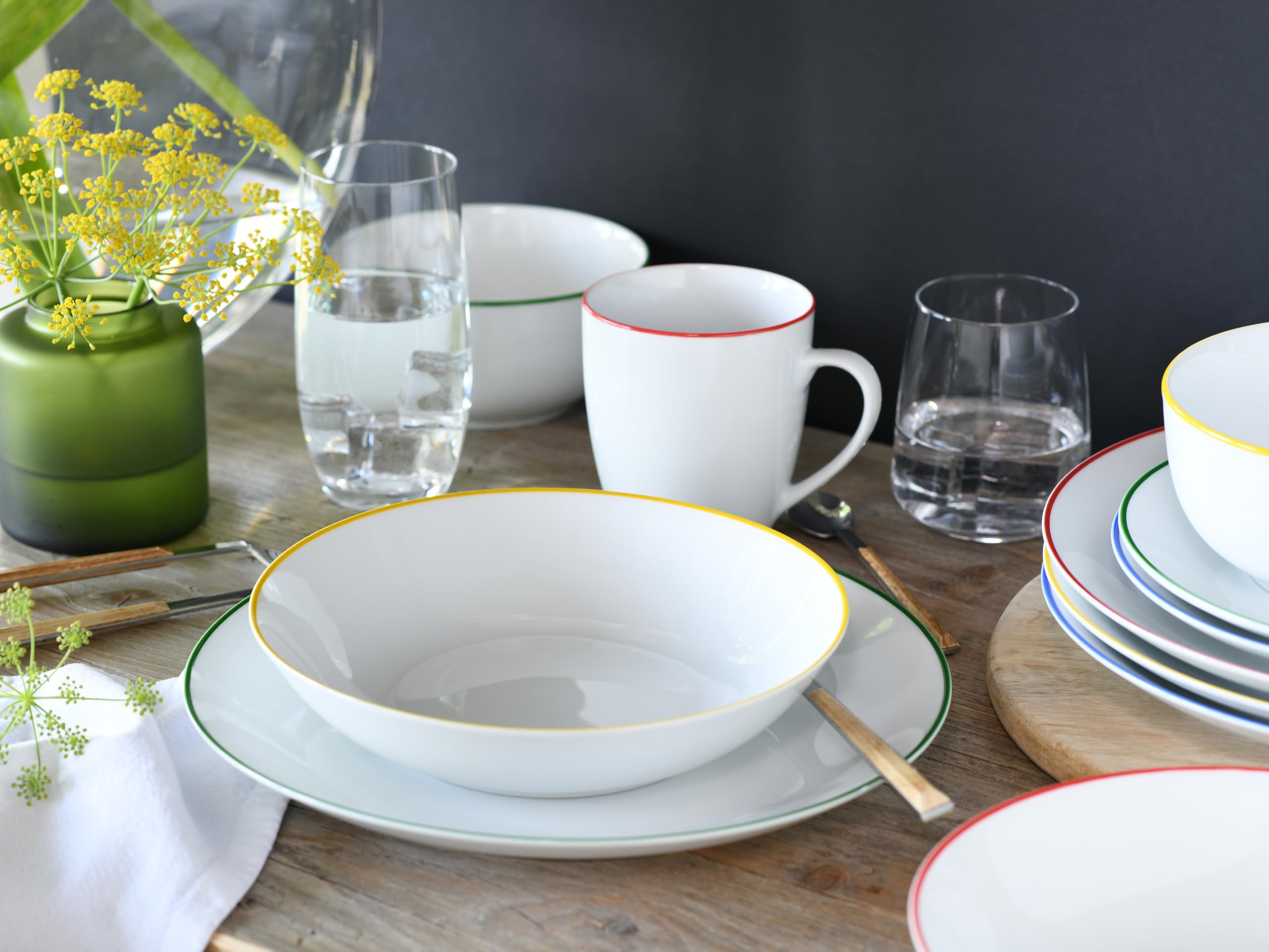 CreaTable, 24055 Luna Color Line - Vajilla de 20 piezas para 4 personas (porcelana, apta para lavavajillas y microondas, producción de calidad)