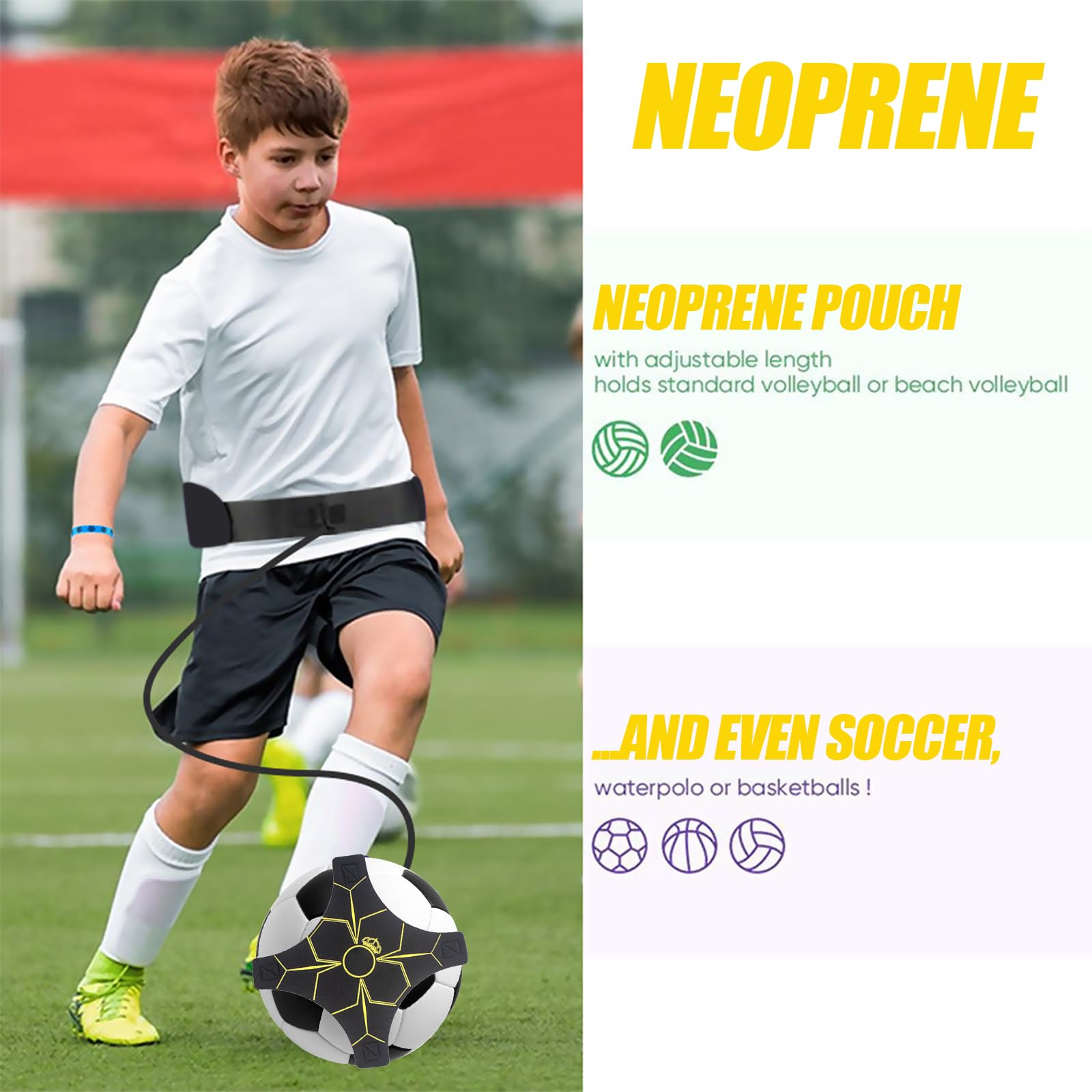 Entrenador de Calcio con Cuerda Elástica, Entrenamiento de Fútbol Kick Trainer, Rebote Automático, Elástico Regulable