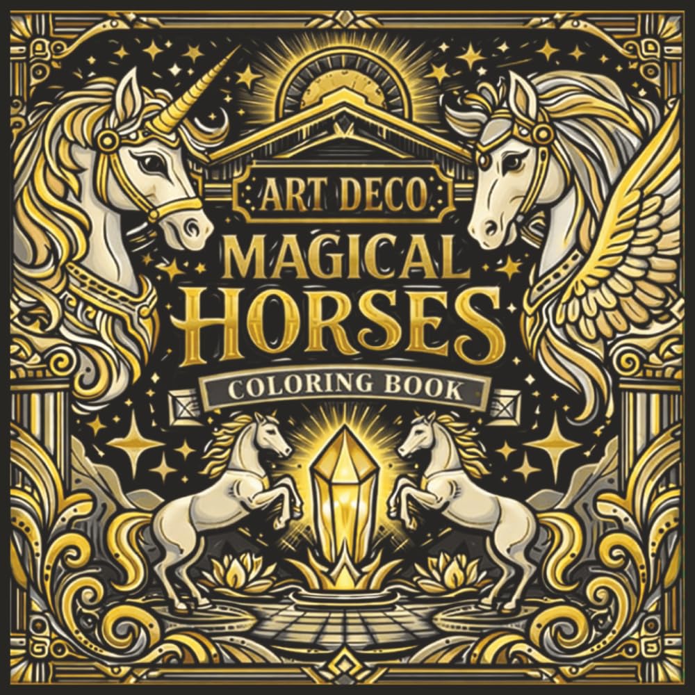 Art Deco Magical Horses Coloring Book: An Art Deco Fantasy Horse Coloring Book for Adults Featuring Elegant, Magical Designs