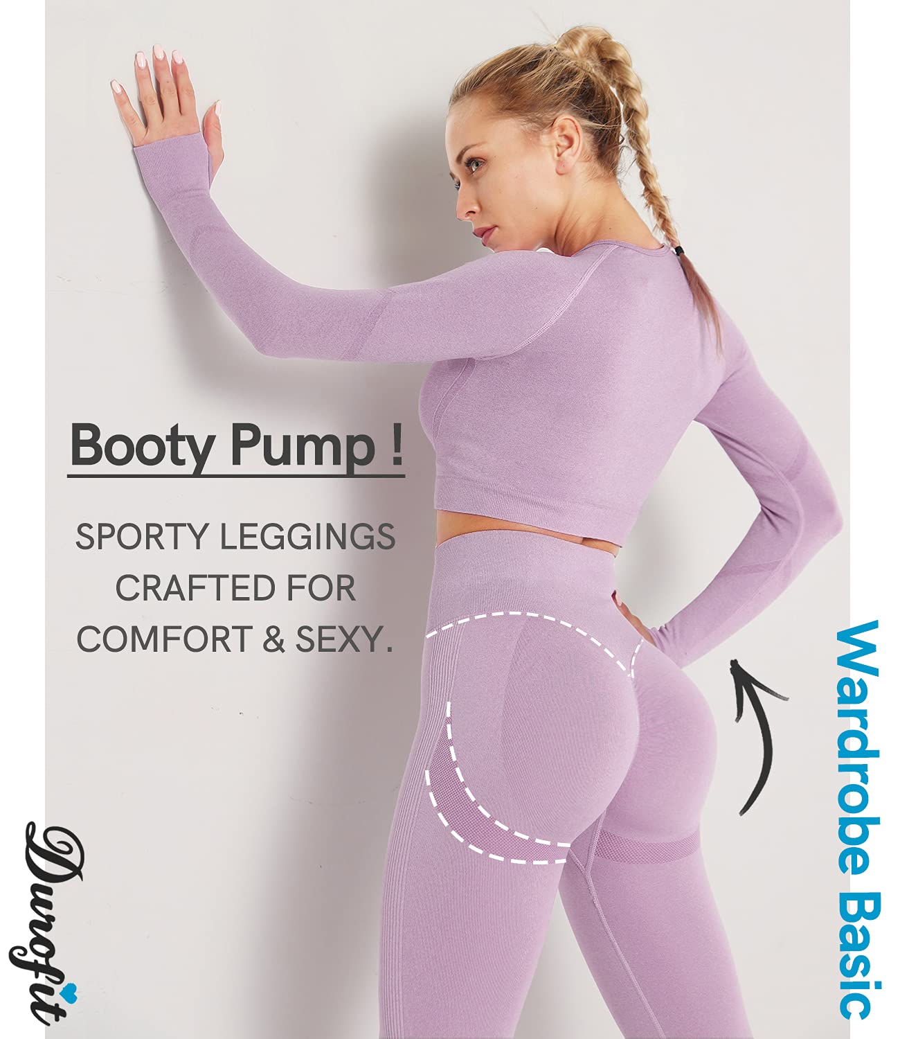 DUROFIT Leggins Donna Push up Leggings Sportivi Vita Alta Anticellulite Pantaloni Palestra per Fitness Yoga Pant