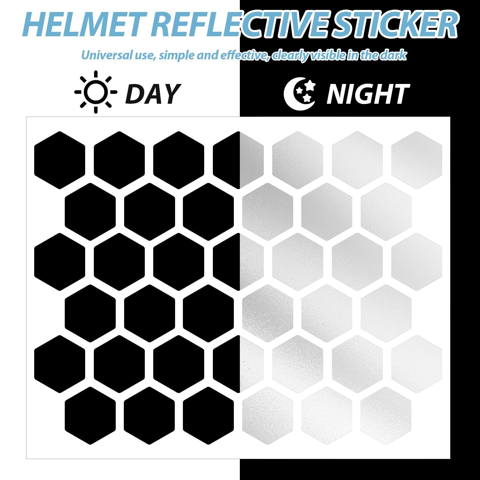 Adesivi Catarifrangenti Per Casco E Veicoli, Set 22 Strisce Nere, Impermeabili, Aumentano Visibilità Notturna